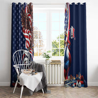 French American Heritage Month Window Curtain Gallic Rooster And Bald Eagle