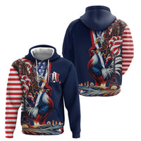 French American Heritage Month Zip Hoodie Gallic Rooster And Bald Eagle