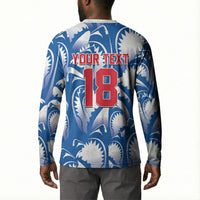 Custom Football Cape Verde Blue Sharks Button Sweatshirt Rise Again Island