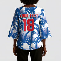 Custom Football Cape Verde Blue Sharks Kimono Sleeve Blouse Rise Again Island