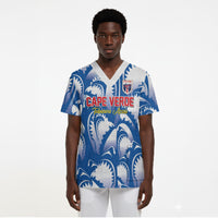Custom Football Cape Verde Blue Sharks Scrub Top Rise Again Island