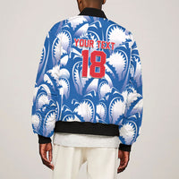 Custom Football Cape Verde Blue Sharks Sleeve Zip Bomber Jacket Rise Again Island