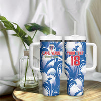 Custom Football Cape Verde Blue Sharks Tumbler With Handle Rise Again Island