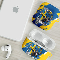 Sweden Flag Day AirPods Case Majestic Elk Floral Nordic Heritage