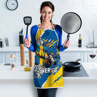Sweden Flag Day Apron Majestic Elk Floral Nordic Heritage