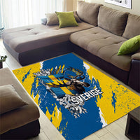 Sweden Flag Day Area Rug Majestic Elk Floral Nordic Heritage