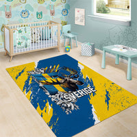 Sweden Flag Day Area Rug Majestic Elk Floral Nordic Heritage