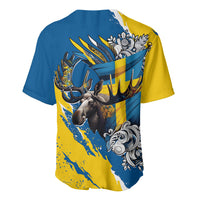 Sweden Flag Day Baseball Jersey Majestic Elk Floral Nordic Heritage
