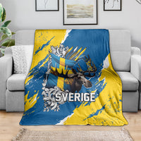 Sweden Flag Day Blanket Majestic Elk Floral Nordic Heritage