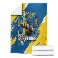 Sweden Flag Day Blanket Majestic Elk Floral Nordic Heritage