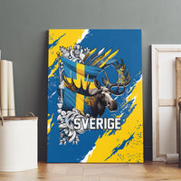 Sweden Flag Day Canvas Wall Art Majestic Elk Floral Nordic Heritage