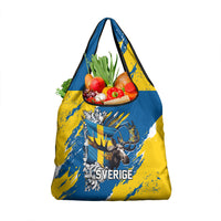 Sweden Flag Day Grocery Bag Majestic Elk Floral Nordic Heritage