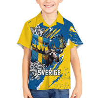 Sweden Flag Day Hawaiian Shirt Majestic Elk Floral Nordic Heritage