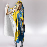 Sweden Flag Day Hooded Blanket Majestic Elk Floral Nordic Heritage