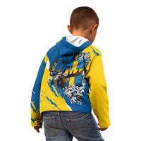 Sweden Flag Day Kid Hoodie Majestic Elk Floral Nordic Heritage
