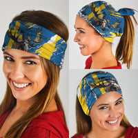 Sweden Flag Day Neck Gaiter Majestic Elk Floral Nordic Heritage
