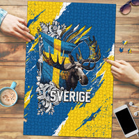 Sweden Flag Day Puzzle Majestic Elk Floral Nordic Heritage