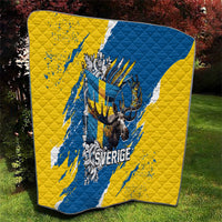 Sweden Flag Day Quilt Majestic Elk Floral Nordic Heritage