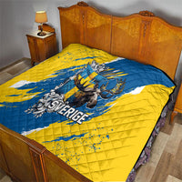 Sweden Flag Day Quilt Majestic Elk Floral Nordic Heritage