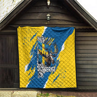 Sweden Flag Day Quilt Majestic Elk Floral Nordic Heritage