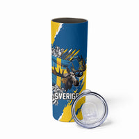 Sweden Flag Day Skinny Tumbler Majestic Elk Floral Nordic Heritage