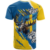 Sweden Flag Day T Shirt Majestic Elk Floral Nordic Heritage