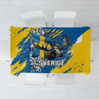 Sweden Flag Day Tablecloth Majestic Elk Floral Nordic Heritage