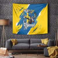 Sweden Flag Day Tapestry Majestic Elk Floral Nordic Heritage