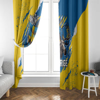 Sweden Flag Day Window Curtain Majestic Elk Floral Nordic Heritage