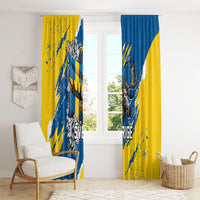 Sweden Flag Day Window Curtain Majestic Elk Floral Nordic Heritage