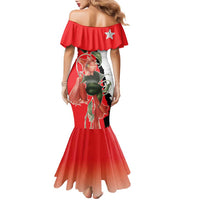 Chile Lapageria Rosea Family Matching Mermaid Dress and Hawaiian Shirt With Flag Color - Wonder Print Shop