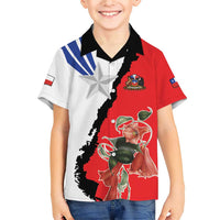 Chile Lapageria Rosea Family Matching Short Sleeve Bodycon Dress and Hawaiian Shirt With Flag Color - Wonder Print Shop