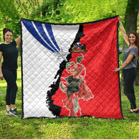 Chile Lapageria Rosea Quilt With Flag Color - Wonder Print Shop