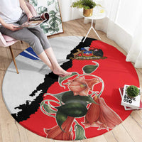 Chile Lapageria Rosea Round Carpet With Flag Color