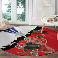 Chile Lapageria Rosea Round Carpet With Flag Color