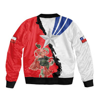 Chile Lapageria Rosea Sleeve Zip Bomber Jacket With Flag Color - Wonder Print Shop