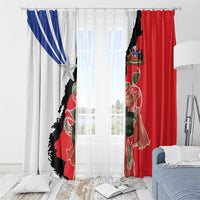 Chile Lapageria Rosea Window Curtain With Flag Color - Wonder Print Shop