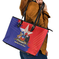 Chile Coat Of Arms Leather Tote Bag With Flag Style - Wonder Print Shop
