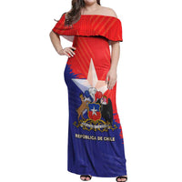Chile Coat Of Arms Off Shoulder Maxi Dress With Flag Style - Wonder Print Shop