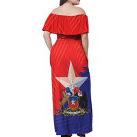 Chile Coat Of Arms Off Shoulder Maxi Dress With Flag Style - Wonder Print Shop