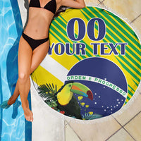 Custom Brazil Independence Day Beach Blanket Toco Toucan Ordem e Progresso - Wonder Print Shop