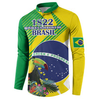 Custom Brazil Independence Day Button Sweatshirt Toco Toucan Ordem e Progresso - Wonder Print Shop