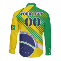 Custom Brazil Independence Day Long Sleeve Button Shirt Toco Toucan Ordem e Progresso - Wonder Print Shop
