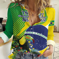 Custom Brazil Independence Day Women Casual Shirt Toco Toucan Ordem e Progresso - Wonder Print Shop