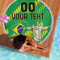 Custom Brazil Happy Independence Day Beach Blanket Cristo Redentor Flag Style - Wonder Print Shop