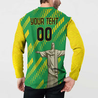 Custom Brazil Happy Independence Day Button Sweatshirt Cristo Redentor Flag Style - Wonder Print Shop