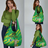 Custom Brazil Happy Independence Day Grocery Bag Cristo Redentor Flag Style