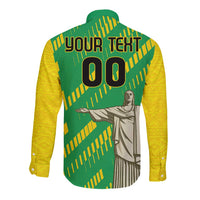 Custom Brazil Happy Independence Day Long Sleeve Button Shirt Cristo Redentor Flag Style - Wonder Print Shop