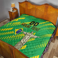 Custom Brazil Happy Independence Day Quilt Cristo Redentor Flag Style - Wonder Print Shop