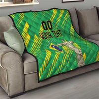 Custom Brazil Happy Independence Day Quilt Cristo Redentor Flag Style - Wonder Print Shop